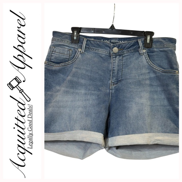 Lane Bryant Blue Jean Cuffed Leg Short Shorts - Picture 1 of 13